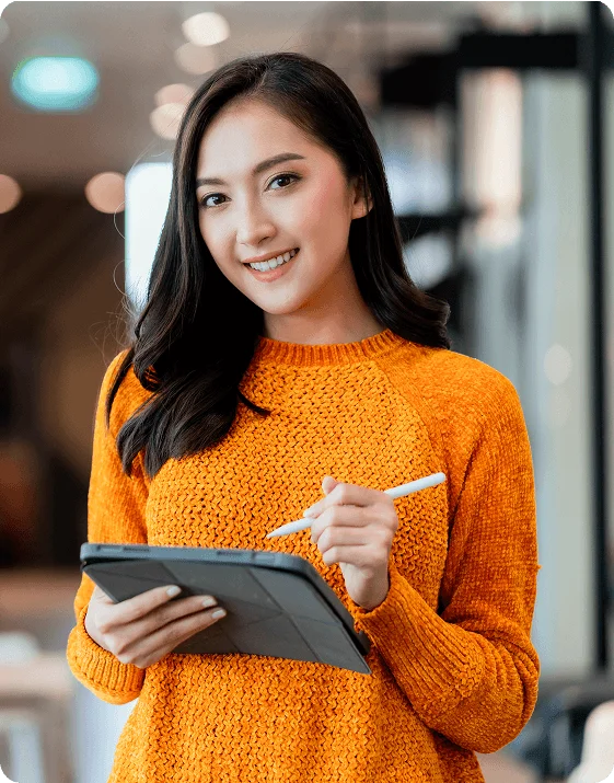 Team member using tablet